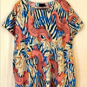 Copper Union Alligator Tropical Print Dress